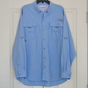 Columbia PFG Men's Fishing Shirt Long Sleeve Blue Vented